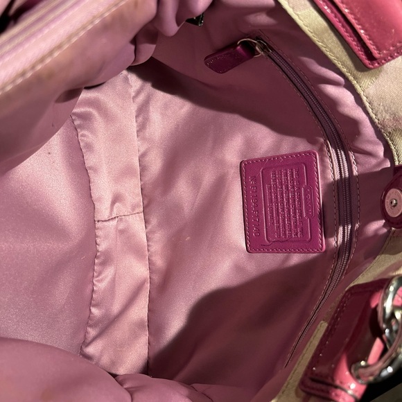 Coach Berry Satchel Tote Bag C Logo Purple Patent Leather - Picture 10 of 11